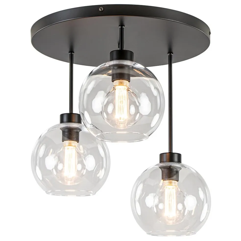 Cheap Straluma Moderne plafondlamp zwart met 20 cm helder glas