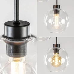 Cheap Straluma Moderne plafondlamp zwart met 20 cm helder glas