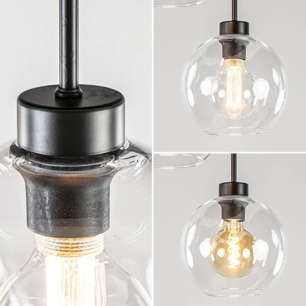 Cheap Straluma Moderne plafondlamp zwart met 20 cm helder glas
