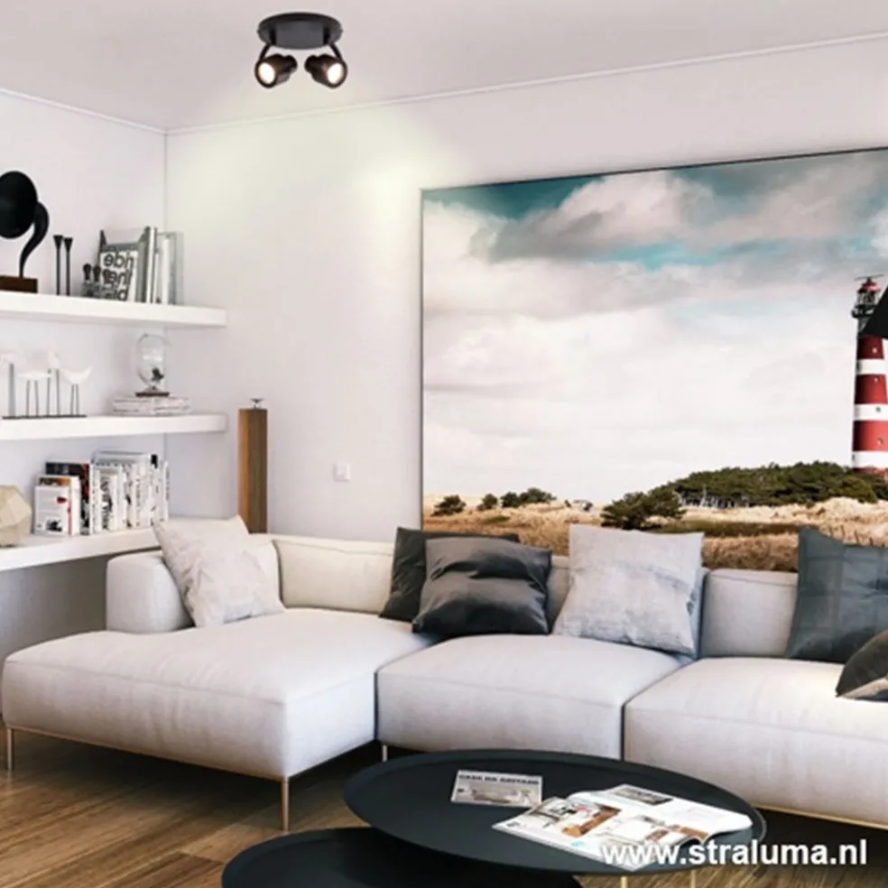 Online Straluma Moderne plafondspot mat zwart 2-lichts