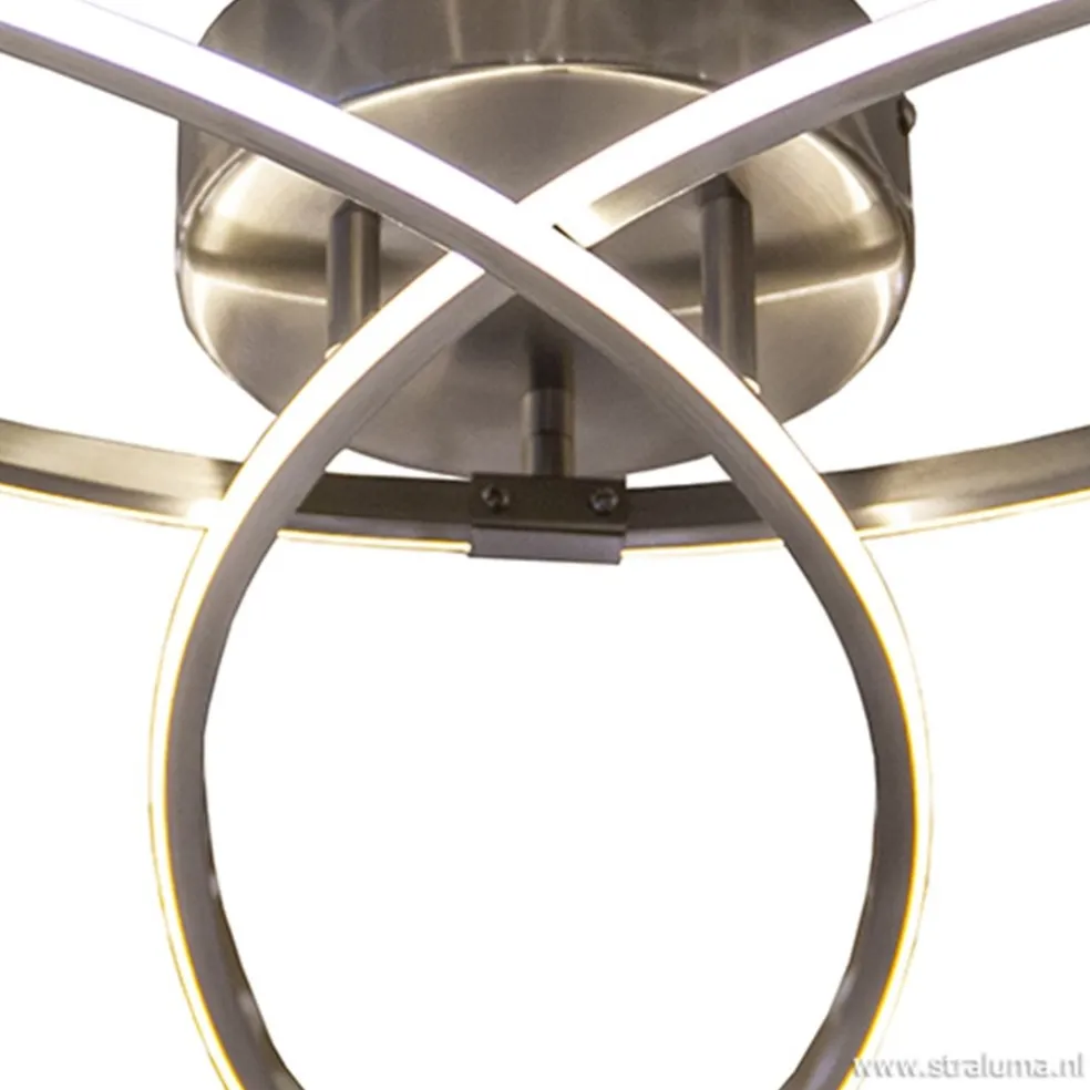 Cheap Straluma Moderne plafonnière nikkel met LED