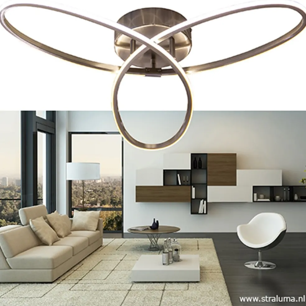 Cheap Straluma Moderne plafonnière nikkel met LED