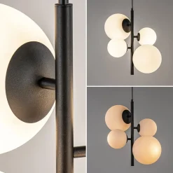 Clearance Straluma Moderne retro hanglamp zwart met witte bollen