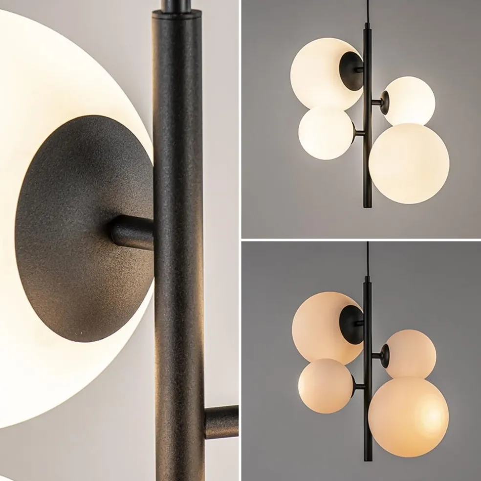 Clearance Straluma Moderne retro hanglamp zwart met witte bollen
