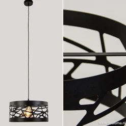 Best Sale Straluma Moderne ronde hanglamp zwart metaal