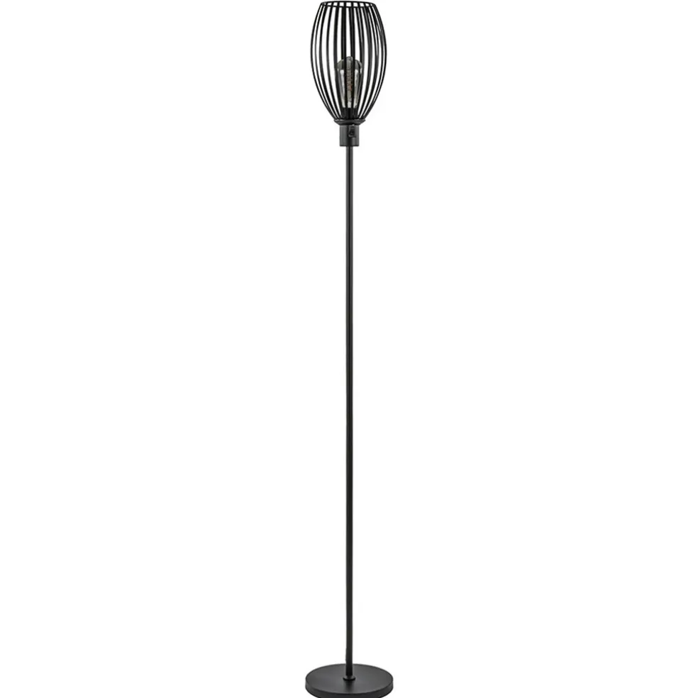 Shop Straluma Moderne staande lamp met draad kap mat zwart