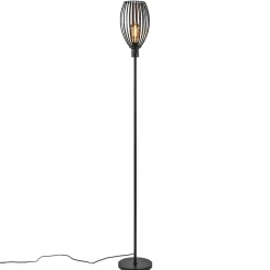 Shop Straluma Moderne staande lamp met draad kap mat zwart