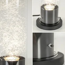 Store Straluma Moderne tafellamp cilinder helder glas met zwart en zilver