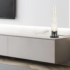 Store Straluma Moderne tafellamp cilinder helder glas met zwart en zilver