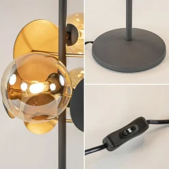 Best Sale Straluma Moderne tafellamp grijs/goud + amber glas