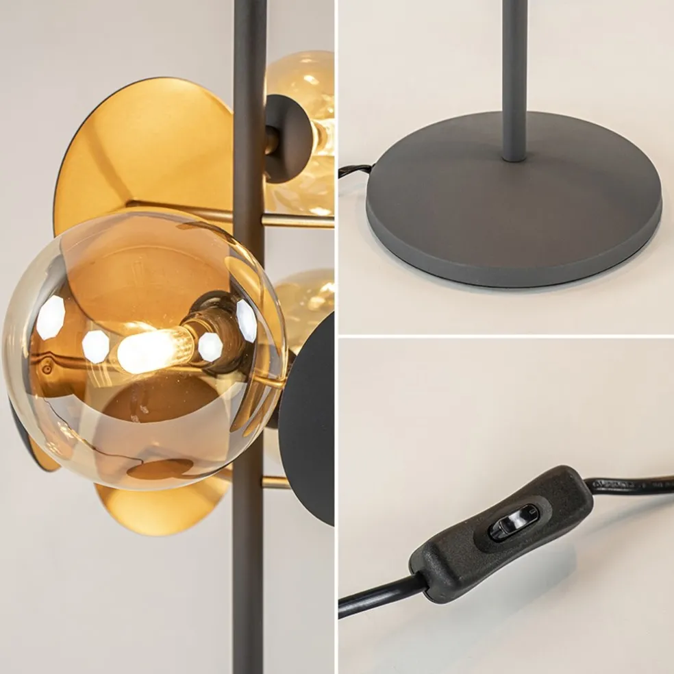 Best Sale Straluma Moderne tafellamp grijs/goud + amber glas