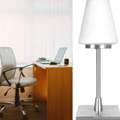 Shop Straluma Moderne tafellamp staal/glas met dimmer