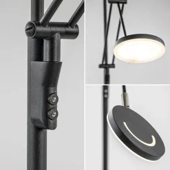 Shop Straluma Moderne uplighter mat zwart met verstelbare leesarm