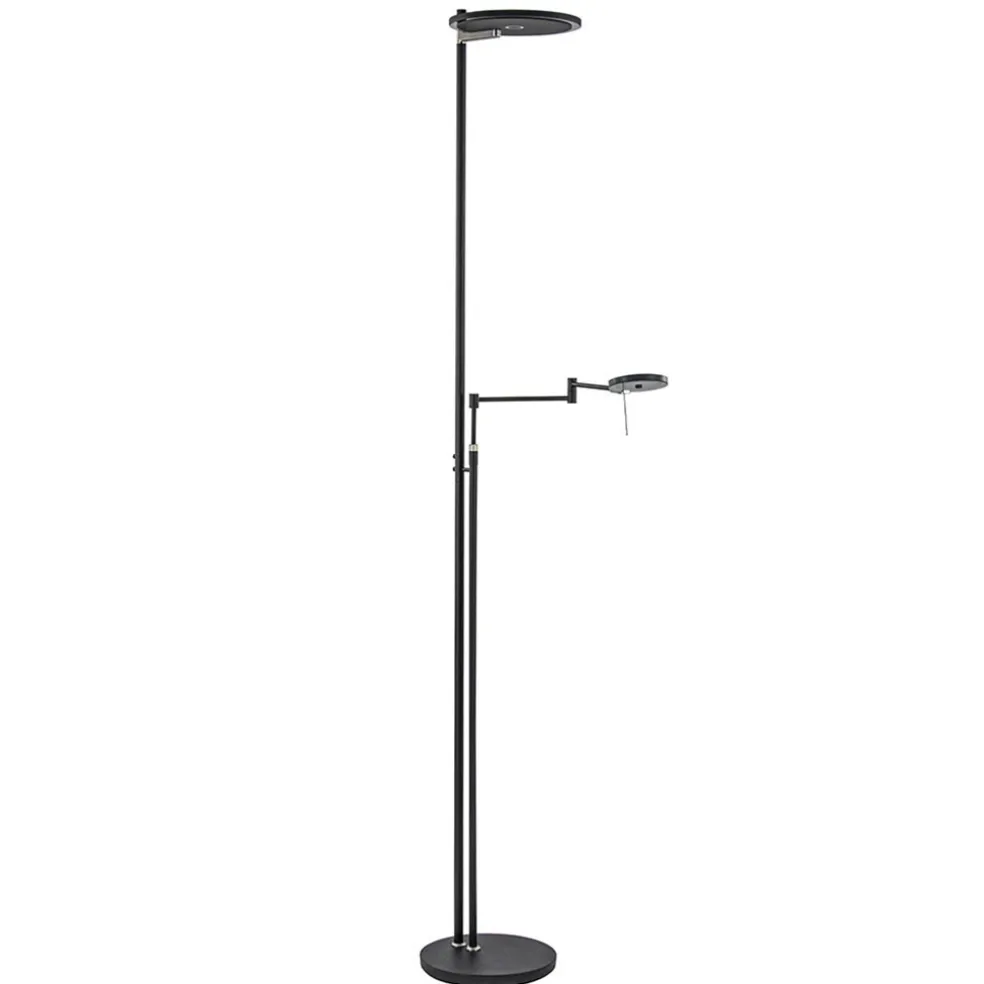 Store Straluma Moderne uplighter/leeslamp zwart met smoke glas