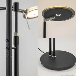 Store Straluma Moderne uplighter/leeslamp zwart met smoke glas