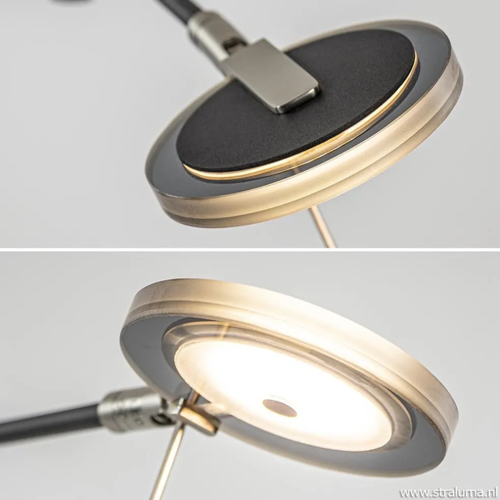 Store Straluma Moderne uplighter/leeslamp zwart met smoke glas
