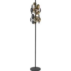 Shop Straluma Moderne vloerlamp grijs/goud met amber glas
