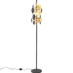 Shop Straluma Moderne vloerlamp grijs/goud met amber glas