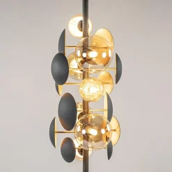 Shop Straluma Moderne vloerlamp grijs/goud met amber glas