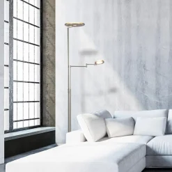 Store Straluma Moderne vloerlamp uplighter staal met smoke glas
