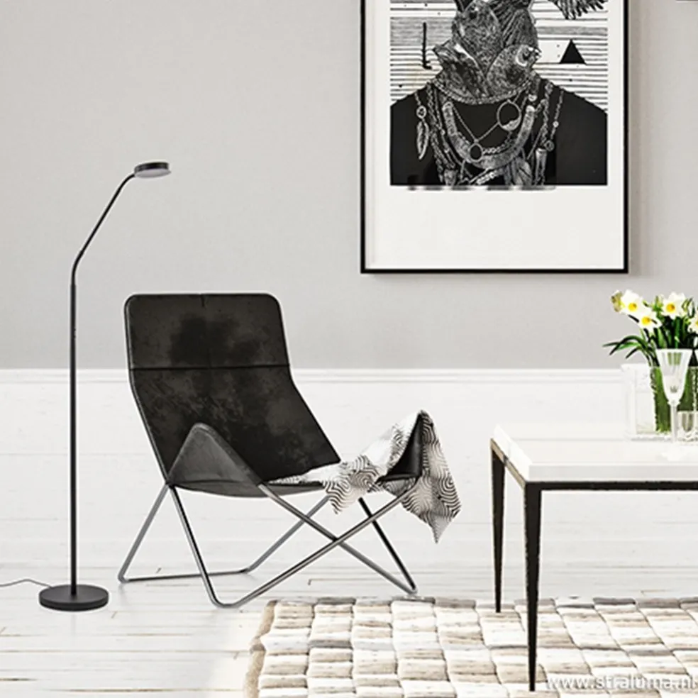 Hot Straluma Moderne vloerlamp zwart met dimbaar LED