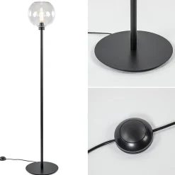 Shop Straluma Moderne vloerlamp zwart met helder glazen kap