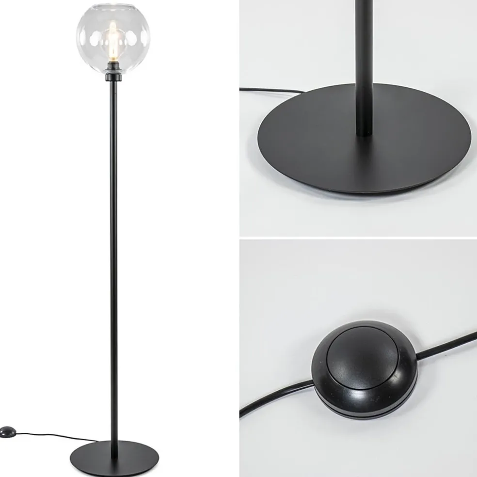 Shop Straluma Moderne vloerlamp zwart met helder glazen kap