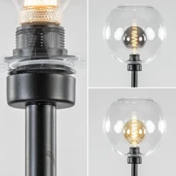 Shop Straluma Moderne vloerlamp zwart met helder glazen kap