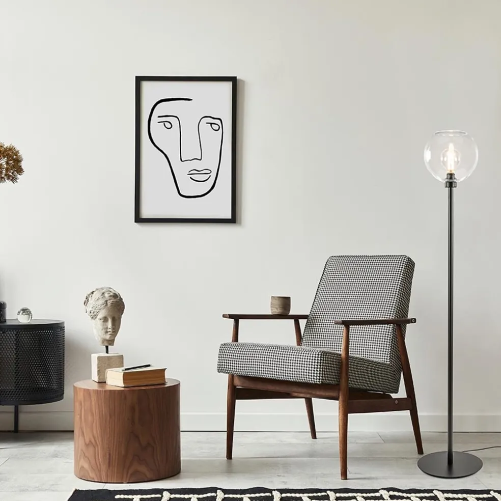 Shop Straluma Moderne vloerlamp zwart met helder glazen kap