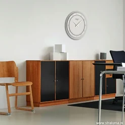 Discount Straluma Moderne wandklok rond RVS keuken/kantoor