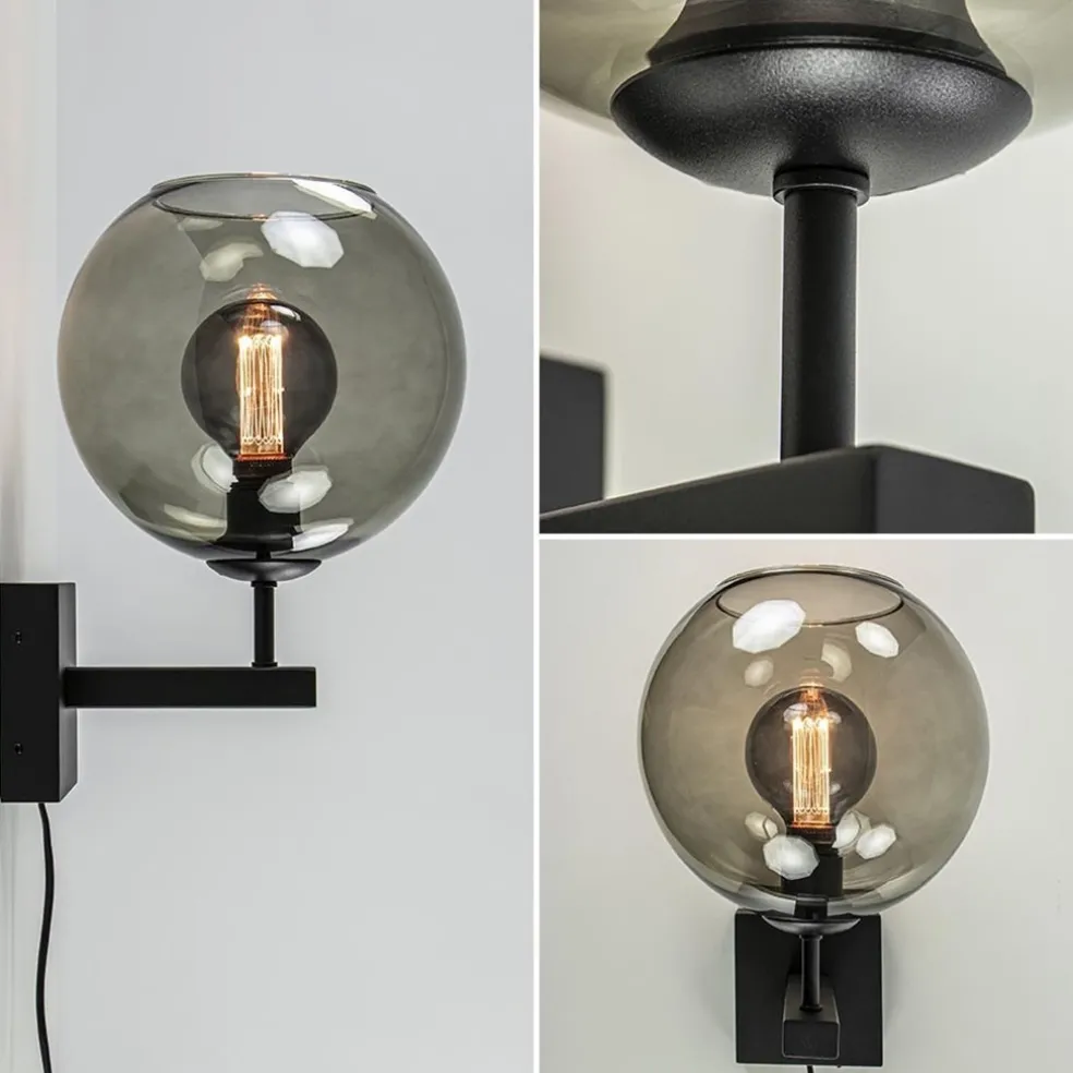 Best Sale Straluma Moderne wandlamp met smoke glazen bol incl. snoer