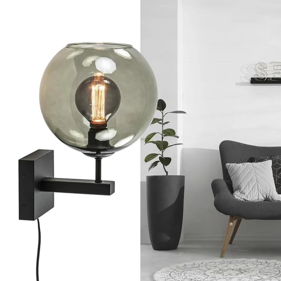 Best Sale Straluma Moderne wandlamp met smoke glazen bol incl. snoer