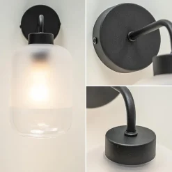 Discount Straluma Moderne wandlamp zwart met helder/mat glas