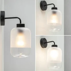 Discount Straluma Moderne wandlamp zwart met helder/mat glas