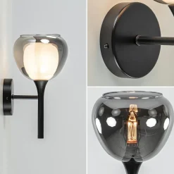Cheap Straluma Moderne wandlamp zwart met smoke glas