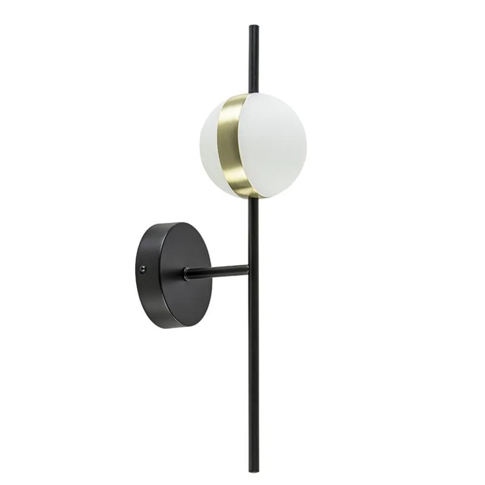 Online Straluma Moderne wandlamp zwart met witte bol incl LED