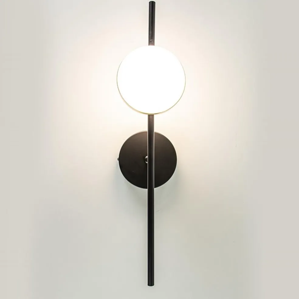 Online Straluma Moderne wandlamp zwart met witte bol incl LED