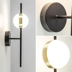 Online Straluma Moderne wandlamp zwart met witte bol incl LED