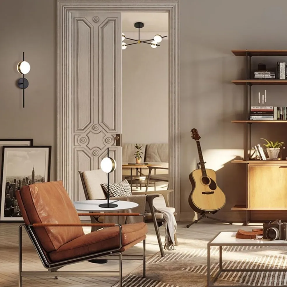 Online Straluma Moderne wandlamp zwart met witte bol incl LED