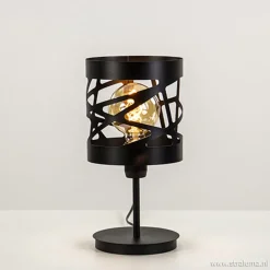 Hot Straluma Moderne zwarte tafellamp rond metaal