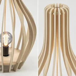 Flash Sale Straluma Naturel houten tafel/vloerlamp kegel met zwart