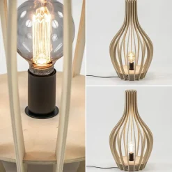Flash Sale Straluma Naturel houten tafel/vloerlamp kegel met zwart