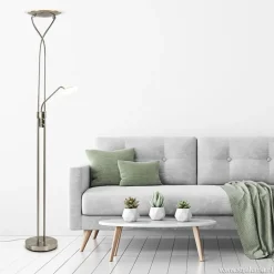 Best Sale Straluma Nikkel vloerlamp met LED uplighter en leeslamp