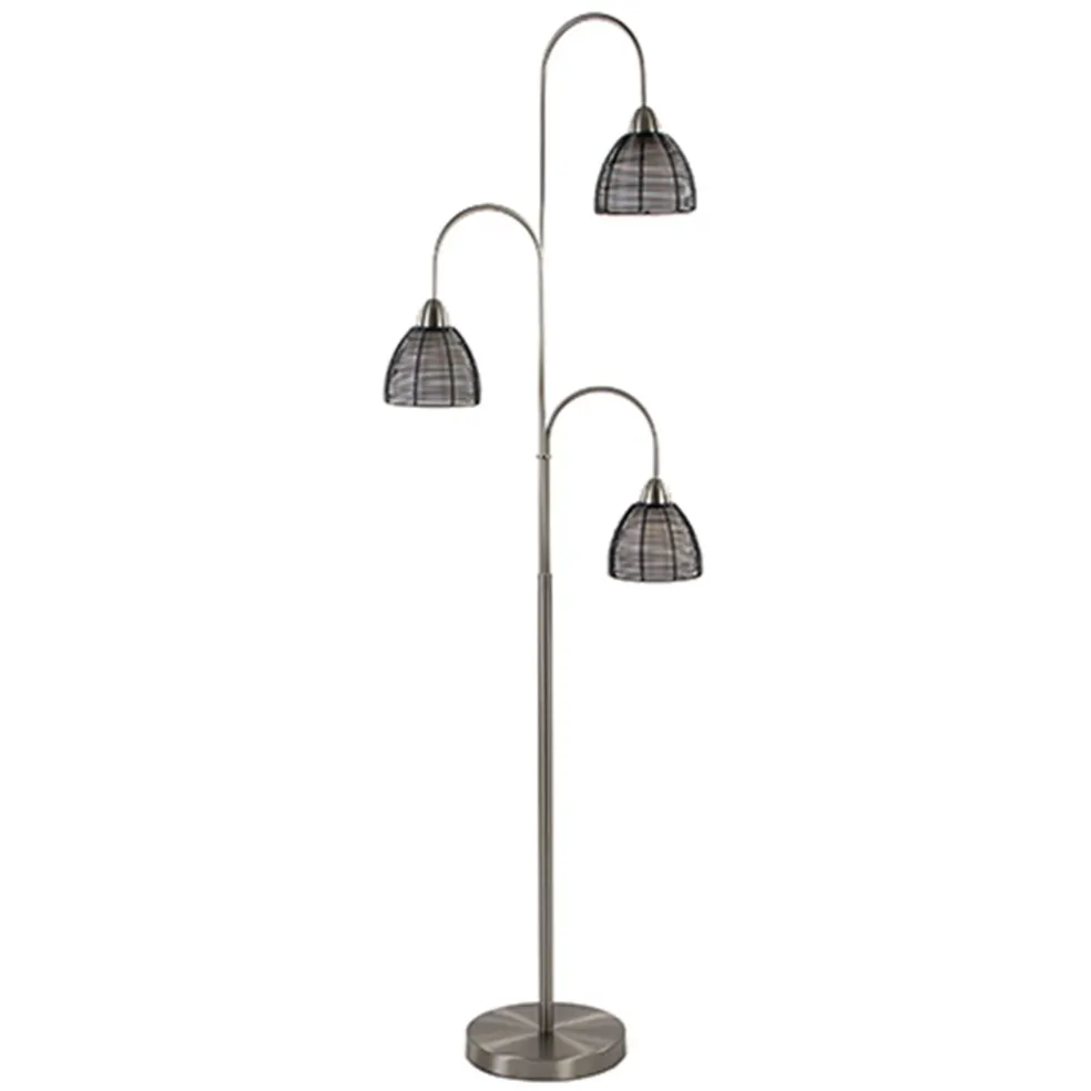 Store Straluma Nikkel vloerlamp met zwarte draad kapjes