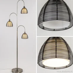 Store Straluma Nikkel vloerlamp met zwarte draad kapjes
