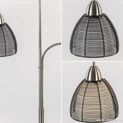 Store Straluma Nikkel vloerlamp met zwarte draad kapjes