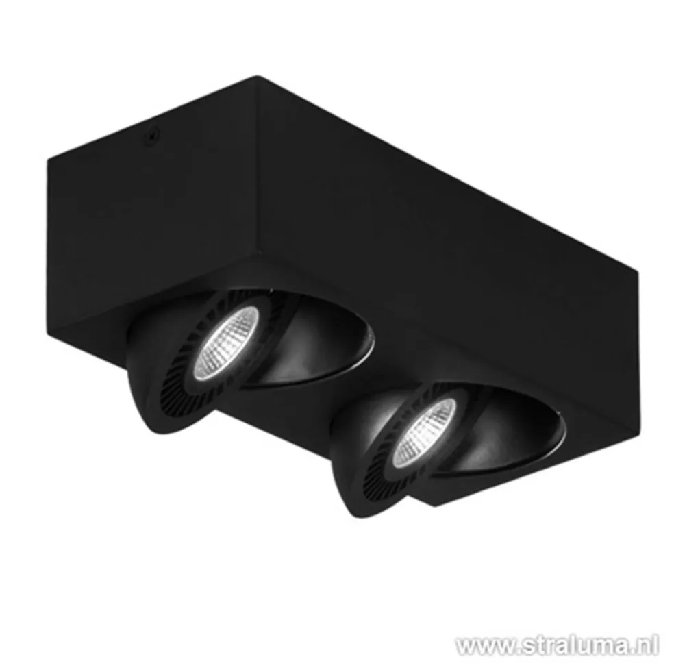 Cheap Straluma Opbouwspot box zwart 2-lichts led