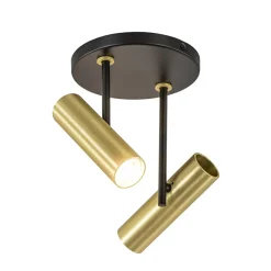 Best Sale Straluma Opbouwspot 2-lichts rond zwart/brass verstelbaar
