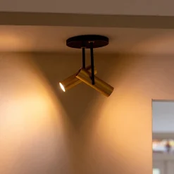 Best Sale Straluma Opbouwspot 2-lichts rond zwart/brass verstelbaar