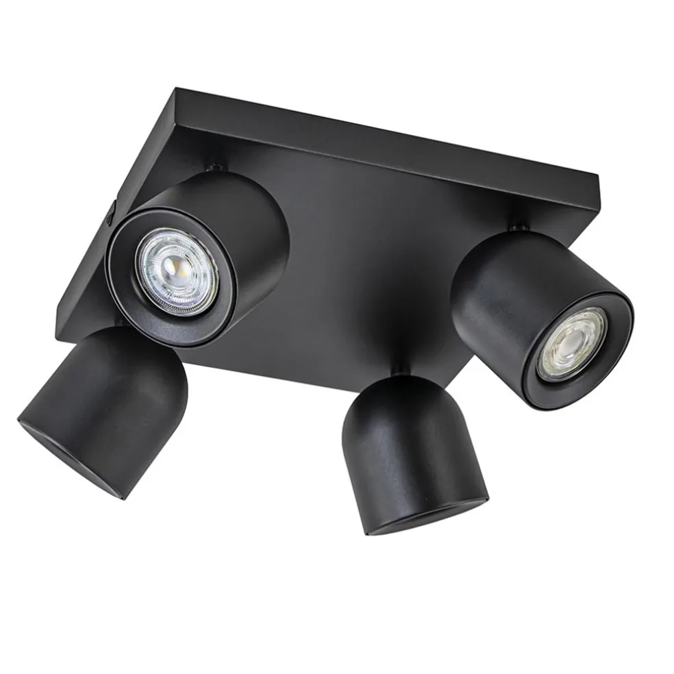 Discount Straluma Opbouwspot 4-lichts vierkant zwart GU10